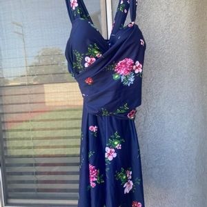 Navy blue floral swimsuit